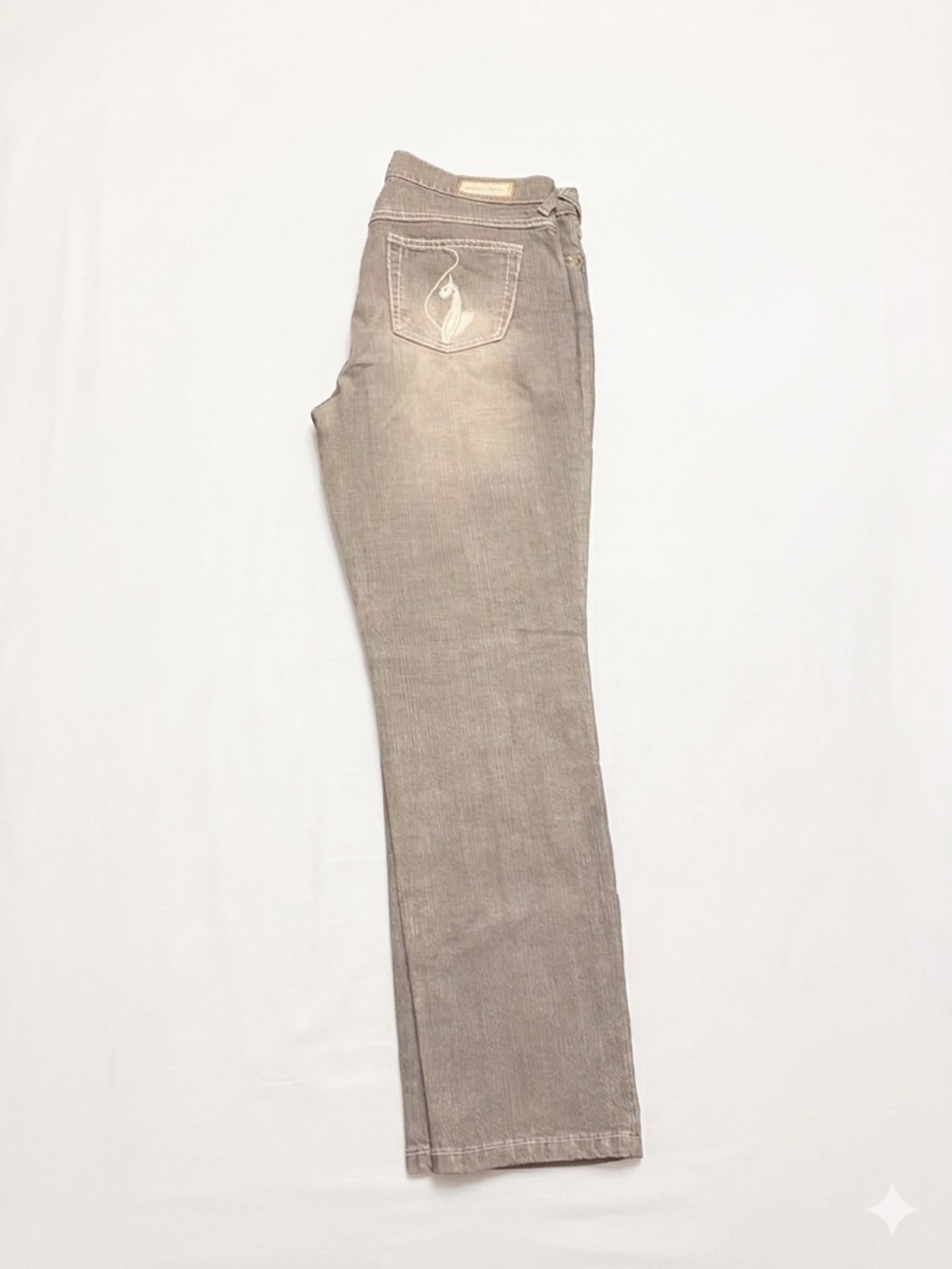 Baby Phat Taupe Gray Boot Cut Jeans with Embroidered Back Pocket
